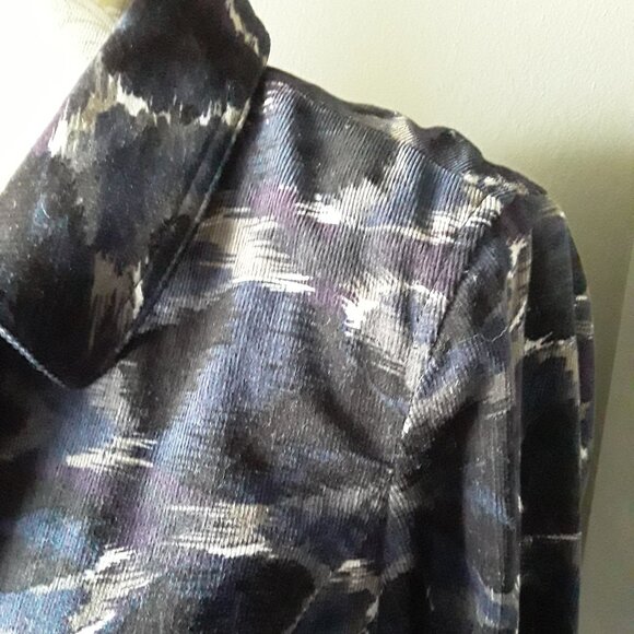 New C Concept lovely corduroy black pattern trench coat size 12 - Picture 3 of 11